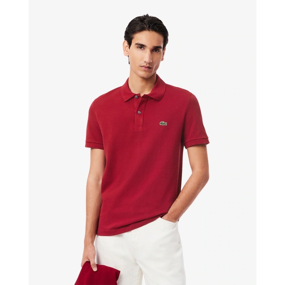 Lacoste Mens Classic Fit Pique Polo Shirt Red Short Sleeve Cotton FR‎ 5 US XL